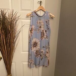 Signature Light Blue Sleeveless Midi Dress with Tie Back and High Neck - SZ 10